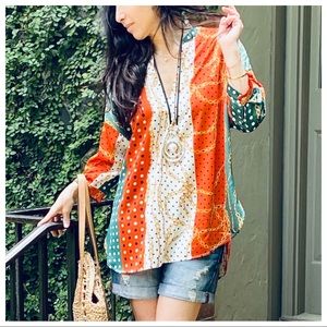 PARIS CHIC DESIGNER PRINT LOOSE FIT TUNIC TOP